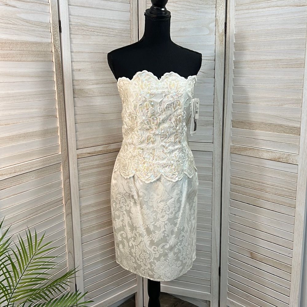 Jessica McClintock Gunne Sax Vintage 80s Strapless Prom Dress 13/14